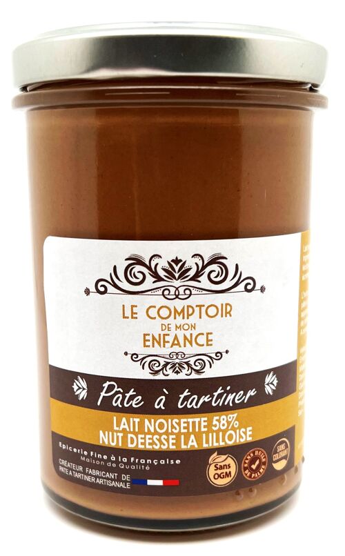 pate a tartiner lait noisette 58% déesse Lilloise