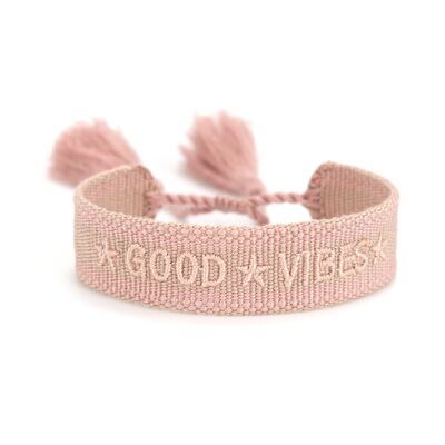 Boho bracelet GOOD VIBES Rosy Blush