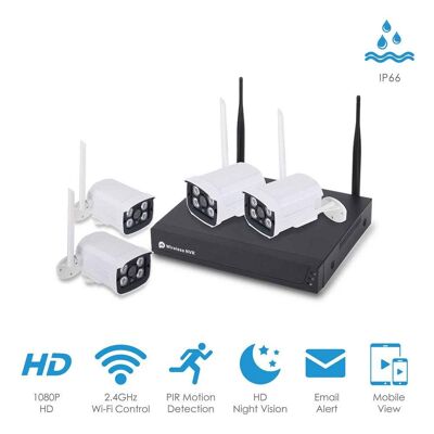 Wireless Security Cctv System with 4 Ip Cameras, 8ch Nvr__
