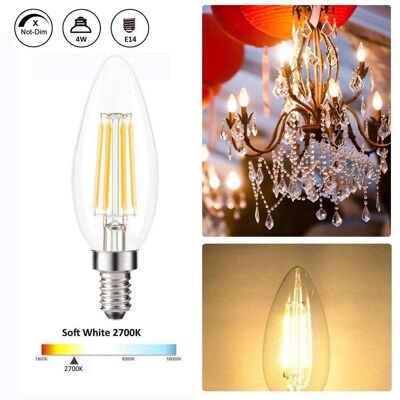 LED Candle Light Bulbs 4w E14 Warm White (Pack of 10pcs)__