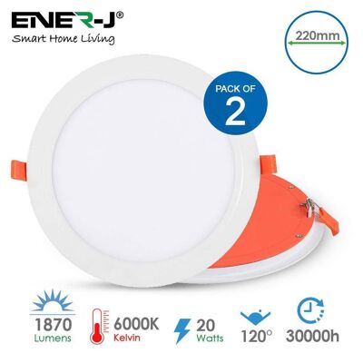 20w Premium LED Panel Downlight Round 6000k. Pack of 2pcs__