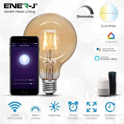 ENERJ 8.5w G95 Smart Wifi Filament Lamp__