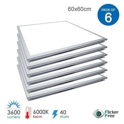 LED Ceiling Panel Tile- 60x60cms, 3600lm 6000k (Pack of 6)__