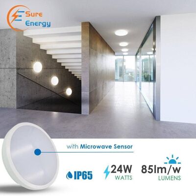 24w Round LED Ceiling Light with Motion Sensor Ip54__