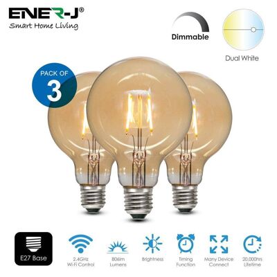ENERJ 8.5w G95 Smart Wifi Filament Lamp Pack of 3__