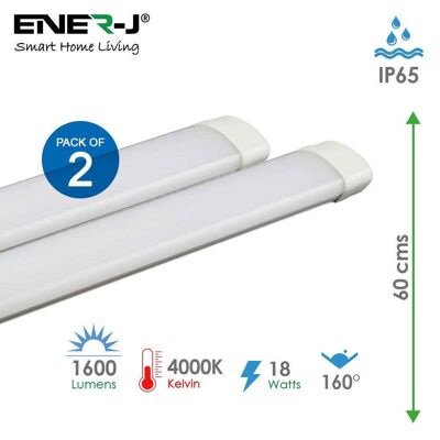 LED Triproof Batten Ip65 18w 60cms 4000k (Pack of 2 Units)__