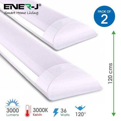 36w LED Prismatic Batten 120cms, 3000k (Pack of 2 Units)__