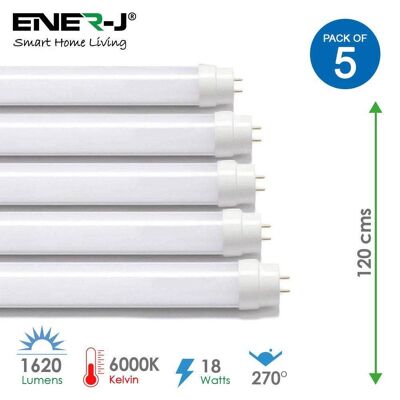 T8 LED Nano Plastic Tube 120cms 18w 6000k (Pack of 5 Units)__
