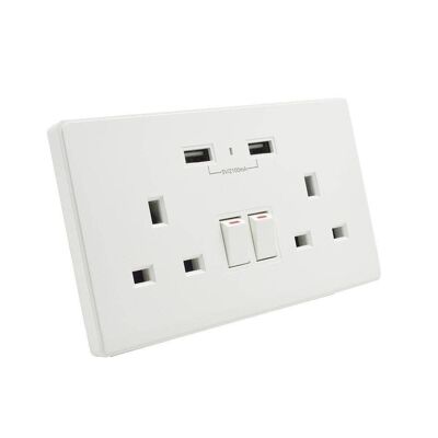 13a Smart Wifi Twin Wall Sockets with 2 Usb Ports (White)__