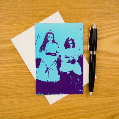 A6-Postkarte – Vintage-Porträt – Marine & Celeste – Mit Umschlag