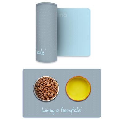 Kittyrama Ice Dual-Sided Pet Food Mat. Contains Spills