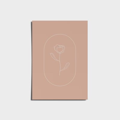 Minimal pink rose poster. - Glossy - Round Edges A4