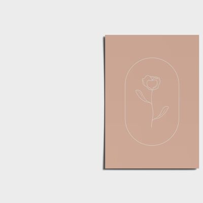 Minimal pink rose poster. - Glossy - Square Edges A5