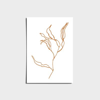 Minimal branch poster with a burnt orange color. - Matte - Square Edges A3