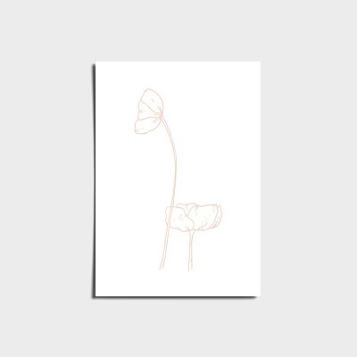 Minimalistic flower poster in pink. - Glossy - Square Edges A4