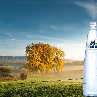 BRU natural mineral water - naturally sparkling BELGIUM 75cl VP