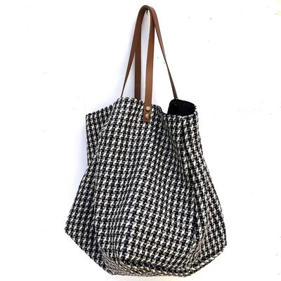 Black and white graphic tote bag