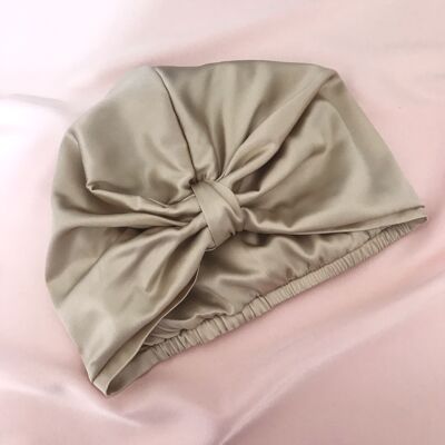 Silk Capuchon Sleep Cap- Champagne