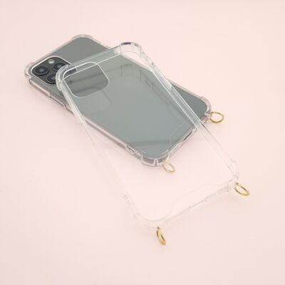 Etui pour chaîne de téléphone portable avec anneaux dorés - Modèles Huawei