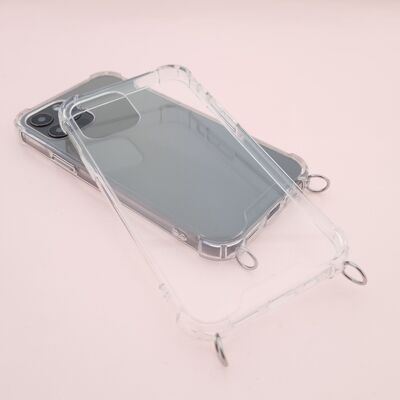 Case for mobile phone chain with rings SILVER - iPhone 13, 12, 11 ... 7/8 / SE2020