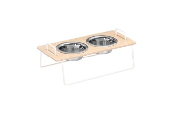 Wuff`s Feeder Small - Contreplaqué de bouleau en bois/cadre blanc__ 1