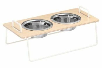 Wuff`s Feeder Small - Contreplaqué de bouleau en bois/cadre blanc__ 2