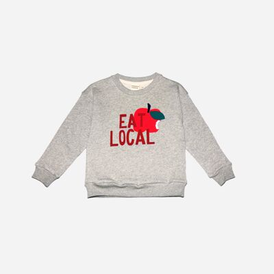 Sweat "eat local" en molleton bio - gris chiné