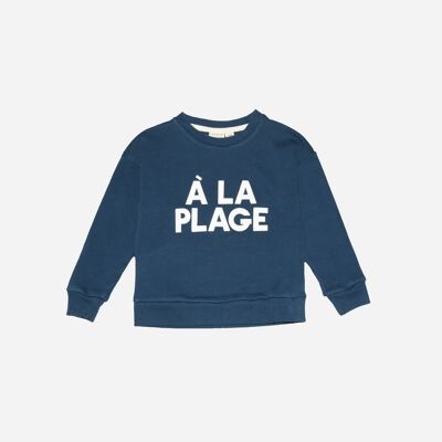 Sweat "à la plage " en molleton bio - marine