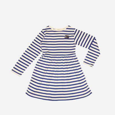 Robe en jersey de coton bio - ultramarine/écru