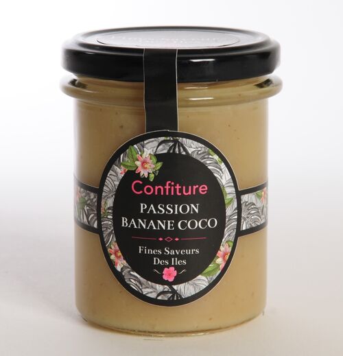 FINES SAVEURS DES ÎLES - Confiture exotique artisanale Passion Banane Coco - Pot 250gr