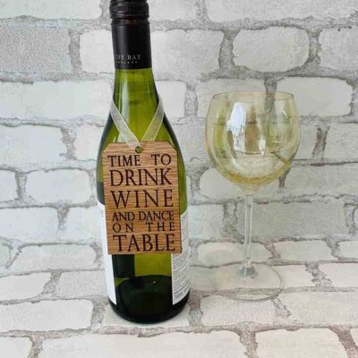 Étiquette de bouteille/décoration - 'Il est temps de boire du vin