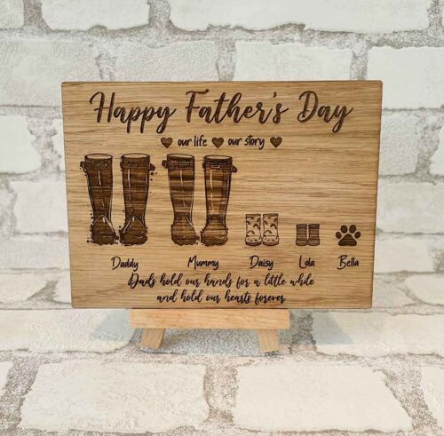 Personalised Welly Plaque - Happy Father's Day