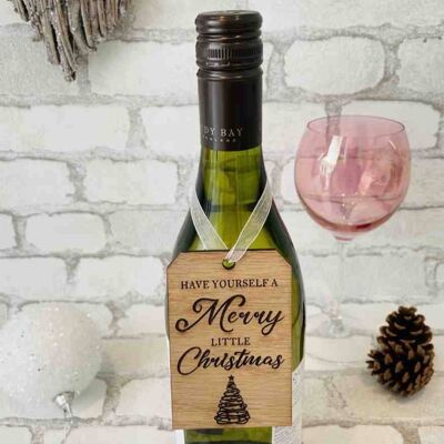 Etiqueta de botella / decoración: 'Tenga usted una Feliz Navidad'