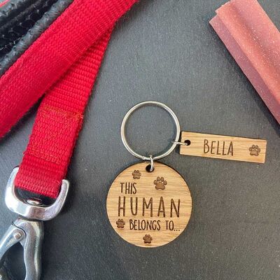 Porte-clés personnalisé pour animaux de compagnie - Cet humain appartient à…