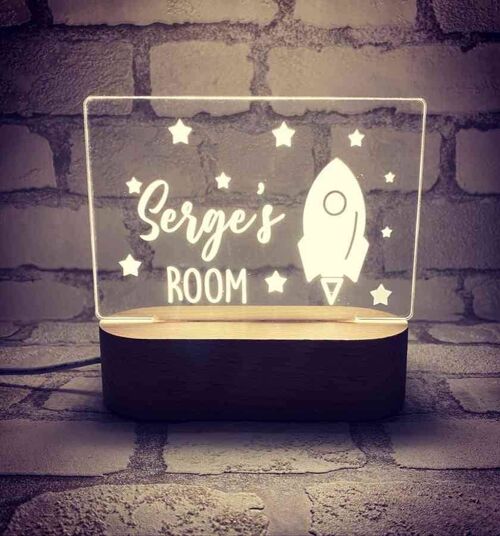 Not Personalised or Personalised Light Box - Rocket Design