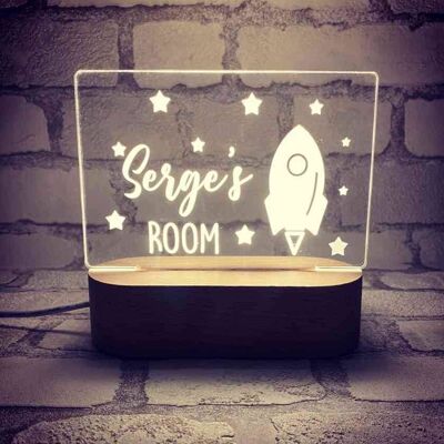 Not Personalised or Personalised Light Box - Rocket Design