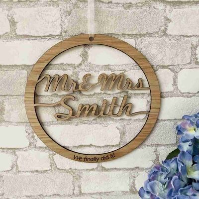 Best Seller - Cartel personalizado de aro de boda Mr & Mrs Smith