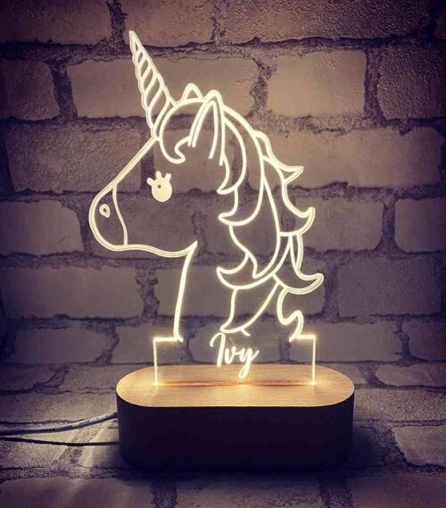 Not Personalised or Personalised Light Box - Unicorn Design