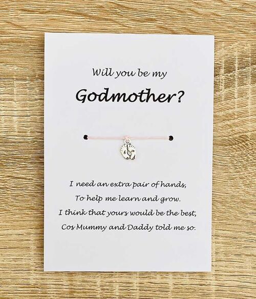 Bracelet - 'Will You Be My Godmother?' Pink