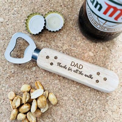 Personalised Wooden Bottle Opener - Dad, thanks