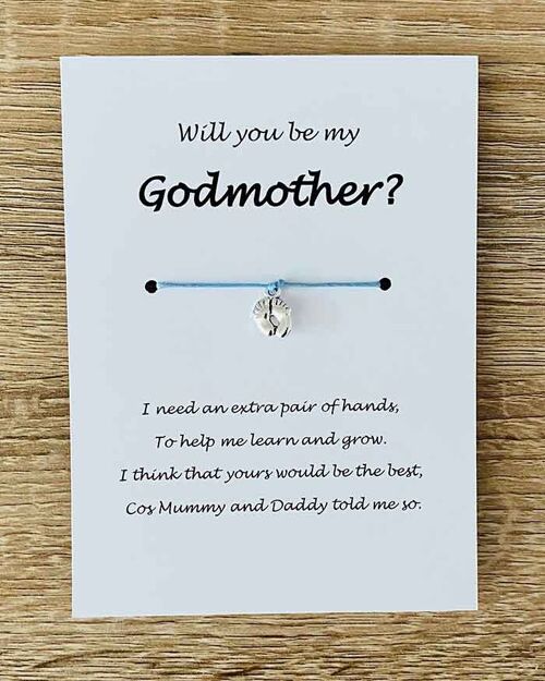 Bracelet - 'Will You Be My Godmother?' Blue