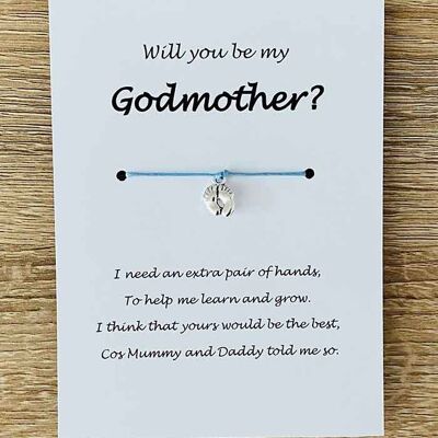 Bracelet - 'Will You Be My Godmother?' Blue
