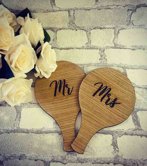 Mr & Mrs Wooden Wedding Paddles