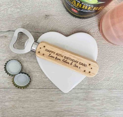 Happy 40th Birthday - Personalised Wooden Bottle Opener