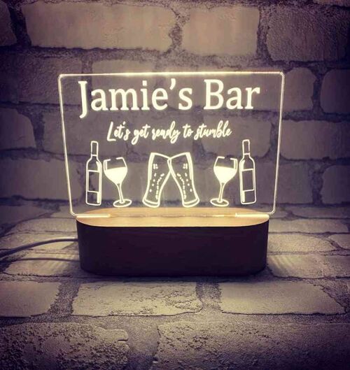 Personalised or Not Personalised Light Box - Bar Sign Design