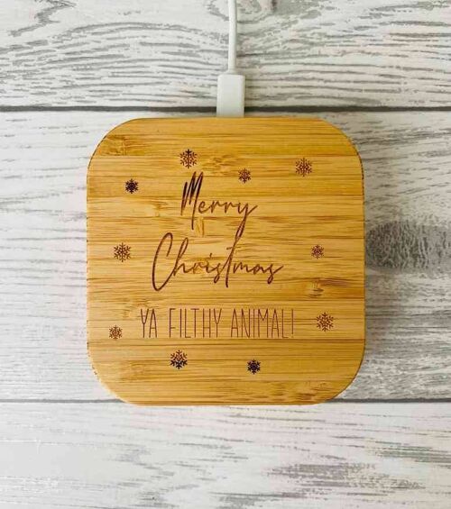 Personalised Wireless Charger - Merry Xmas Ya Filthy Animal