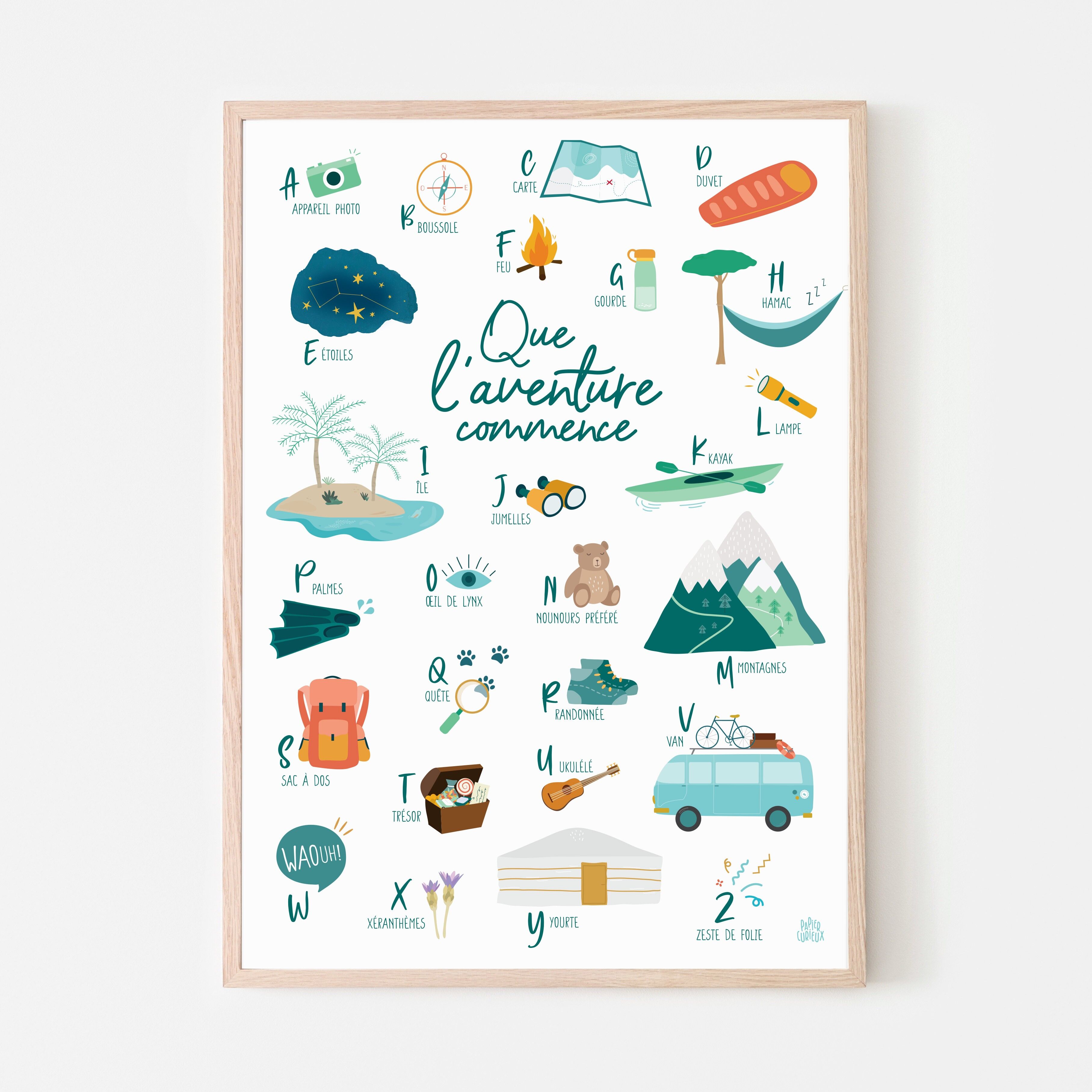 Affiche naissance abécédaire de l'aventurier