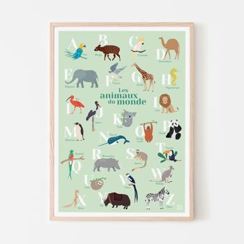 Affiche Abécédaire des animaux enfant apprentissage alphabet A3 3