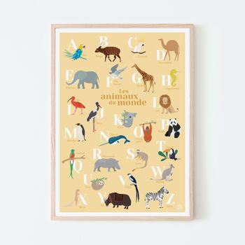 Affiche Abécédaire des animaux enfant apprentissage alphabet A3 4