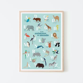 Affiche Abécédaire des animaux enfant apprentissage alphabet A3 6